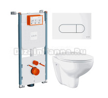 Комплект Унитаз подвесной Grohe Bau Ceramic 39351000 + Инсталляция VitrA V-Fix Core 732-5800-01PV + Кнопка Root Round 740-2200 белая глянцевая