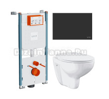 Комплект Унитаз подвесной Grohe Bau Ceramic 39351000 + Инсталляция VitrA V-Fix Core 732-5800-01PV + Кнопка Root Round 740-2211 черная матовая