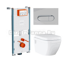 Комплект Унитаз подвесной Grohe Euro Ceramic 39703000 + Инсталляция VitrA V-Fix Core 732-5800-01PV + Кнопка Root Round 740-2280 хром