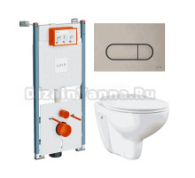 Комплект Унитаз подвесной Grohe Bau Ceramic 39351000 + Инсталляция VitrA V-Fix Core 732-5800-01PV + Кнопка Root Round 740-2295 никель