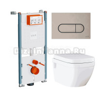 Комплект Унитаз подвесной Grohe Euro Ceramic 39703000 + Инсталляция VitrA V-Fix Core 732-5800-01PV + Кнопка Root Round 740-2295 никель