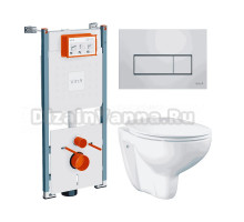 Комплект Унитаз подвесной Grohe Bau Ceramic 39351000 + Инсталляция VitrA V-Fix Core 732-5800-01PV + Кнопка Root Square 740-2380 хром