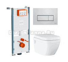 Комплект Унитаз подвесной Grohe Euro Ceramic 39703000 + Инсталляция VitrA V-Fix Core 732-5800-01PV + Кнопка Root Square 740-2380 хром