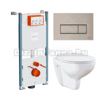 Комплект Унитаз подвесной Grohe Bau Ceramic 39351000 + Инсталляция VitrA V-Fix Core 732-5800-01PV + Кнопка Root Square 740-2395 никель