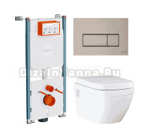 Комплект Унитаз подвесной Grohe Euro Ceramic 39703000 + Инсталляция VitrA V-Fix Core 732-5800-01PV + Кнопка Root Square 740-2395 никель