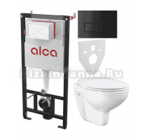 Комплект Унитаз подвесной Grohe Bau Ceramic 39351000 + Инсталляция AlcaPlast AM101/1120-4:1 RU M578-0001 кнопка смыва черная