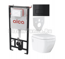 Комплект Унитаз подвесной Grohe Euro Ceramic 39703000 + Инсталляция AlcaPlast AM101/1120-4:1 RU M578-0001 кнопка смыва черная