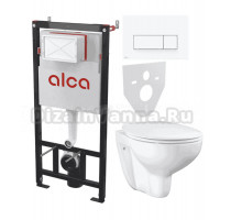 Комплект Унитаз подвесной Grohe Bau Ceramic 39351000 + Инсталляция AlcaPlast AM101/1120-4:1 RU M570-0001 кнопка смыва белая