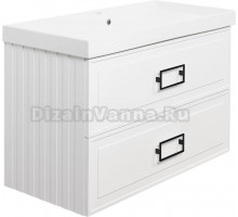 Тумба с раковиной La Fenice Cubo Twin 100 подвесная, bianco, ручки черные, раковина Cubo 100
