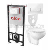 Комплект Унитаз подвесной Grohe Bau Ceramic 39351000 + Инсталляция AlcaPlast AM101/1120-4:1 RU M571-0001 кнопка смыва хром