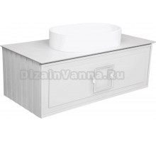 Тумба с раковиной La Fenice Cubo 100 подвесная, bianco, ручка белая, столешница белый мрамор, раковина матовая белая