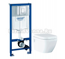 Комплект Унитаз подвесной Grohe Euro Ceramic 39703000 + Инсталляция Rapid SL 38772001 3 в 1 с кнопкой смыва