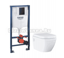 Комплект Унитаз подвесной Grohe Euro Ceramic 39703000 + Инсталляция Solido 38811KF0 3 в 1 с кнопкой смыва