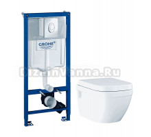 Комплект Унитаз подвесной Grohe Euro Ceramic 39703000 + Инсталляция Rapid SL 38721001 3 в 1 с кнопкой смыва