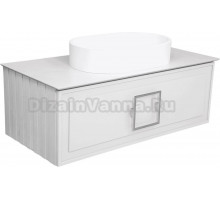 Тумба с раковиной La Fenice Cubo 100 подвесная, bianco, ручка хром, столешница белый мрамор, раковина матовая белая