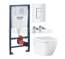 Комплект Унитаз подвесной Grohe Euro Ceramic 39703000 + Инсталляция Rapid SL 38772SH0 3 в 1 с панелью смыва