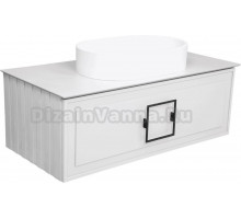 Тумба с раковиной La Fenice Cubo 100 подвесная, bianco, ручка черная, столешница белый мрамор, раковина матовая белая