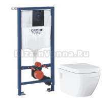 Комплект Унитаз подвесной Grohe Euro Ceramic 39703000 + Инсталляция Rapid SL 1000044 3 в 1 с панелью смыва