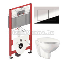 Комплект Унитаз подвесной Grohe Bau Ceramic 39351000 + Инсталляция TECE Now 9400412 4 в 1 с кнопкой смыва