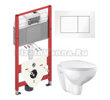 Комплект Унитаз подвесной Grohe Bau Ceramic 39351000 + Инсталляция TECE Base 9400413 4 в 1 с кнопкой смыва