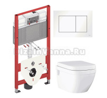 Комплект Унитаз подвесной Grohe Euro Ceramic 39703000 + Инсталляция TECE Base 9400413 4 в 1 с кнопкой смыва
