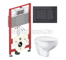 Комплект Унитаз подвесной Grohe Bau Ceramic 39351000 + Инсталляция TECE Now 9400414 4 в 1 с кнопкой смыва