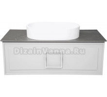 Тумба с раковиной La Fenice Cubo 100 подвесная, bianco, ручка белая, столешница черный мрамор, раковина матовая белая