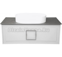 Тумба с раковиной La Fenice Cubo 100 подвесная, bianco, ручка хром, столешница черный мрамор, раковина матовая белая