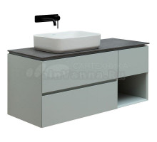 Тумба с раковиной Allen Brau Infinity 120 L подвесная, папирус матовый, столешница графит структ