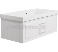 Тумба с раковиной La Fenice Cubo 100 подвесная, bianco, ручка белая, раковина Cubo 100