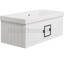 Тумба с раковиной La Fenice Cubo 100 подвесная, bianco, ручка черная, раковина Cubo 100