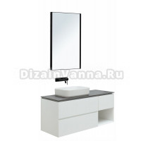 Мебель для ванной комнаты Allen Brau Infinity 120 L, подвесная, белый матовый, столешница графит структ