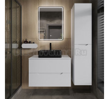 Мебель для ванной комнаты Orange Line 80 подвесная, 2 ящика, матовая белая с раковиной B01-475mb