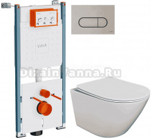 Комплект Унитаз подвесной STWORKI Левангер S07401WH + Инсталляция VitrA V-Fix Core 732-5800-01PV + Кнопка Root Round 740-2295 никель