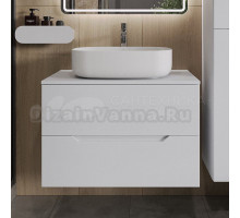 Тумба с раковиной Orange Line 80 подвесная, 2 ящика, матовая белая с раковиной B07-540W