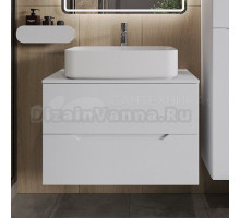 Тумба с раковиной Orange Line 80 подвесная, 2 ящика, матовая белая с раковиной B07-600W