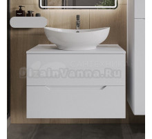 Тумба с раковиной Orange Line 80 подвесная, 2 ящика, матовая белая с раковиной B08-585w