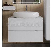 Тумба с раковиной Orange Line 80 подвесная, 2 ящика, матовая белая с раковиной B08-640w