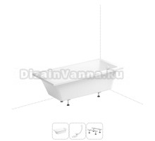Акриловая ванна 180х85 Wellsee FreeDom 231103006 в наборе 3 в 1: ванна акриловая 180 х 85 см в цвете белый глянец, сифон глянцевый белый, ножки