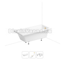 Акриловая ванна 165х80 Wellsee FreeDom 231102008 в наборе 3 в 1: ванна акриловая 165 х 80 см в цвете белый глянец, сифон золото, ножки