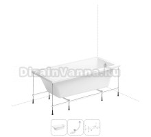 Акриловая ванна 165х80 с каркасом Wellsee FreeDom 202010528 в наборе 3 в 1: ванна акриловая 165 х 80 см в цвете белый глянец, слив-перелив хром, каркас