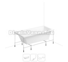 Акриловая ванна 165х80 с каркасом Wellsee FreeDom 202010531 в наборе 3 в 1: ванна акриловая 165 х 80 см в цвете белый глянец, слив-перелив глянцевый белый, каркас