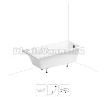 Акриловая ванна 165х80 Wellsee FreeDom 231102007 в наборе 3 в 1: ванна акриловая 165 х 80 см в цвете белый глянец, сифон матовый черный, ножки