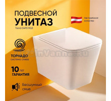 Подвесной безободковый унитаз с вихревой системой смыва Торнадо, Koller Pool Trend TR-0490-RQ3 , с быстросъемным сиденьем Микролифт, антивсплеск