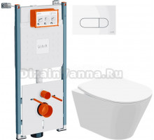 Комплект Унитаз подвесной STWORKI Вестфолл S08401WH + Инсталляция VitrA V-Fix Core 732-5800-01PV + Кнопка Root Round 740-2200 белая глянцевая