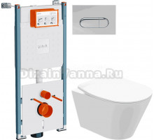 Комплект Унитаз подвесной STWORKI Вестфолл S08401WH + Инсталляция VitrA V-Fix Core 732-5800-01PV + Кнопка Root Round 740-2280 хром