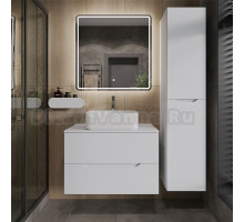 Мебель для ванной комнаты Orange Line 80 подвесная, 2 ящика, матовая белая с раковиной B02-460W