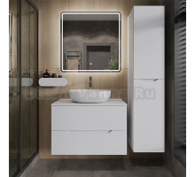 Мебель для ванной комнаты Orange Line 80 подвесная, 2 ящика, матовая белая с раковиной B05-480W