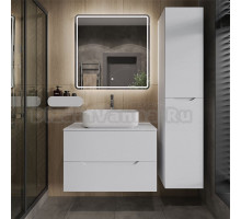 Мебель для ванной комнаты Orange Line 80 подвесная, 2 ящика, матовая белая с раковиной B05-500W