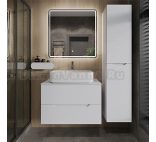 Мебель для ванной комнаты Orange Line 80 подвесная, 2 ящика, матовая белая с раковиной B07-600W